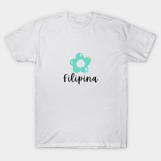 Pinoy Filipina Pinay cute flower drawing art illustration T-Shirt by CatheBelan